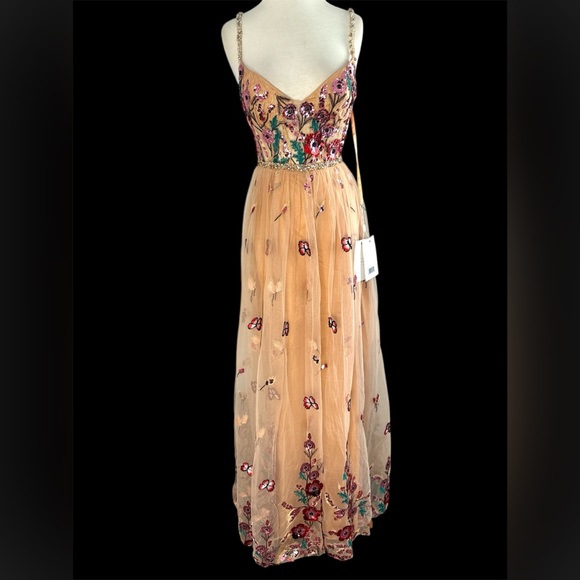 Mac Duggal Butterfly Floral Tulle A-Line Dress Formal Prom Wedding Guest 68110 2 - Picture 3 of 8